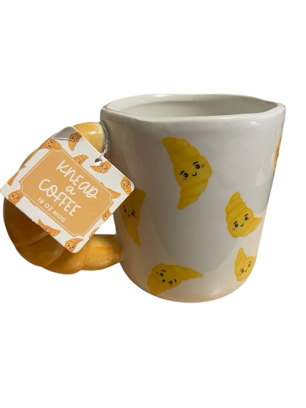 Sunday Morning "Knead a Coffee" Croissant Mug | 18 oz 3D Handle Coffee Cup - New